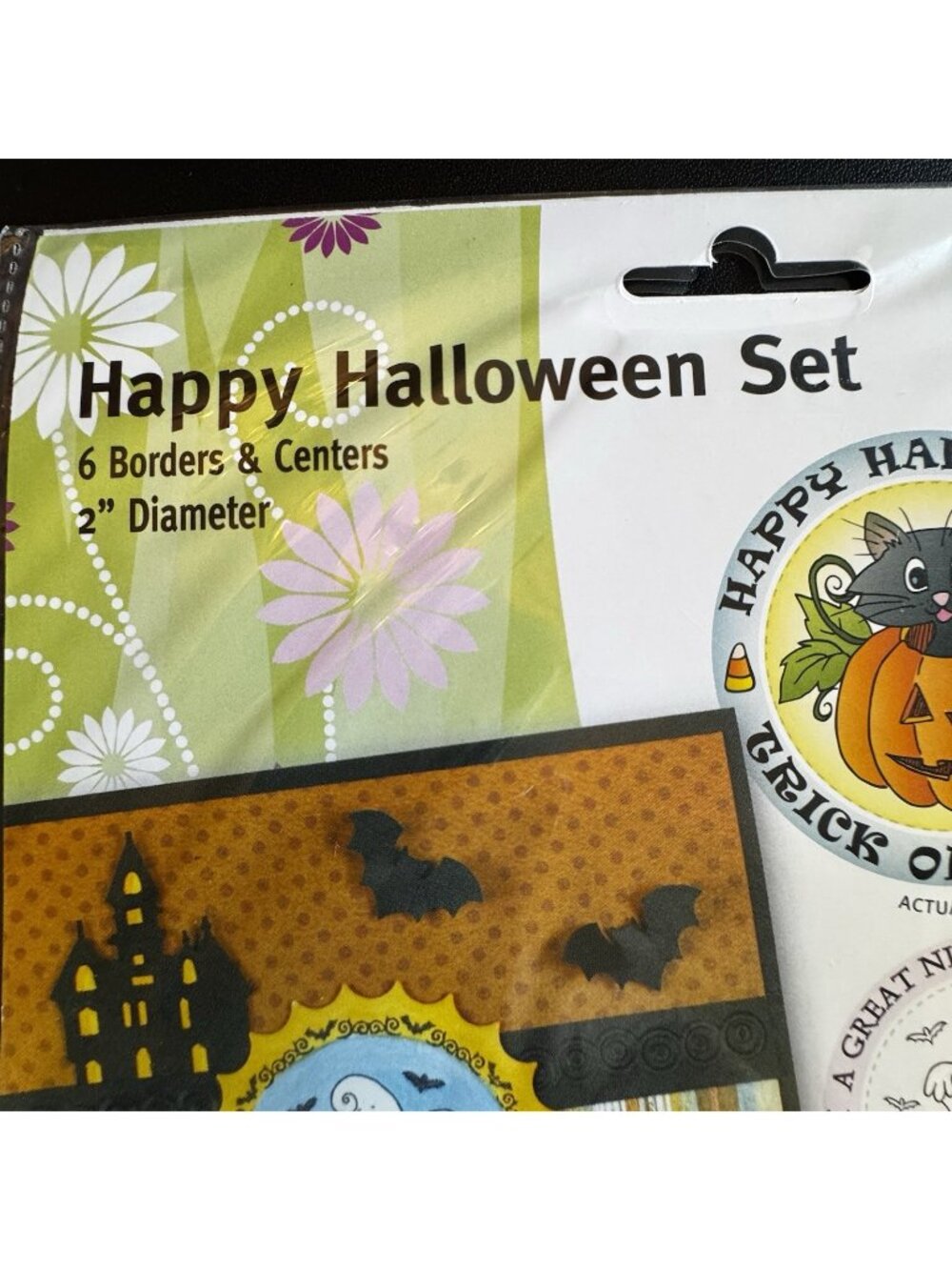 JustRite Stamps Happy Halloween Set 6 Borders & Centers Dia. 2 in. Mix & Match